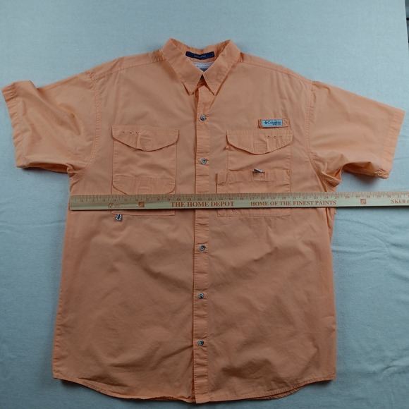 Columbia Mens PFG Bonehead Fishing Shirt Large Orange Short Sleeve FM7130 - Picture 11 of 14
